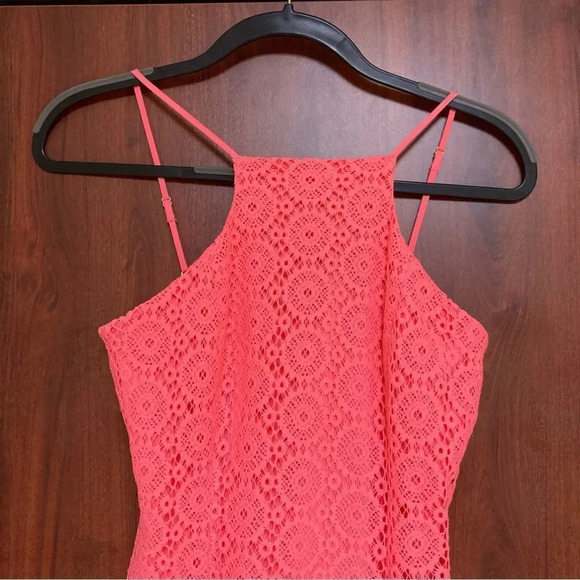 LILLY PULITZER Pink Costello Halter Dress Lace Pucker Pink Extra Small - Picture 5 of 10